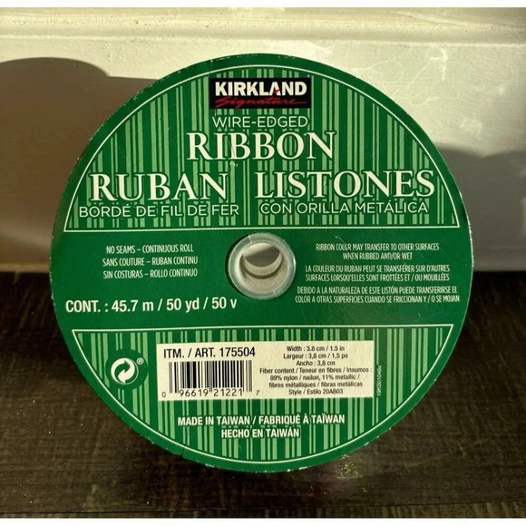 Kirkland Signature Wire Edged Ribbon Glitter Polka Dots Crafting Decorating 1.5" - Picture 2 of 5